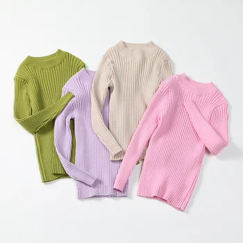 

Ribbed Kids Sweater 2020 Spring Baby Boys Girls Sweaters Knitted Pullover Autumn Winter Baby Clothes 1-6 Years Black White Grey