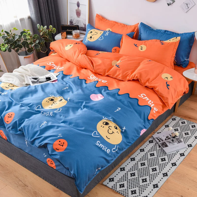 

Summer bedding 2019 bed linens 3/4pcs/set Adult duvet cover+flat sheet+pillowcase bed cover set No quilt