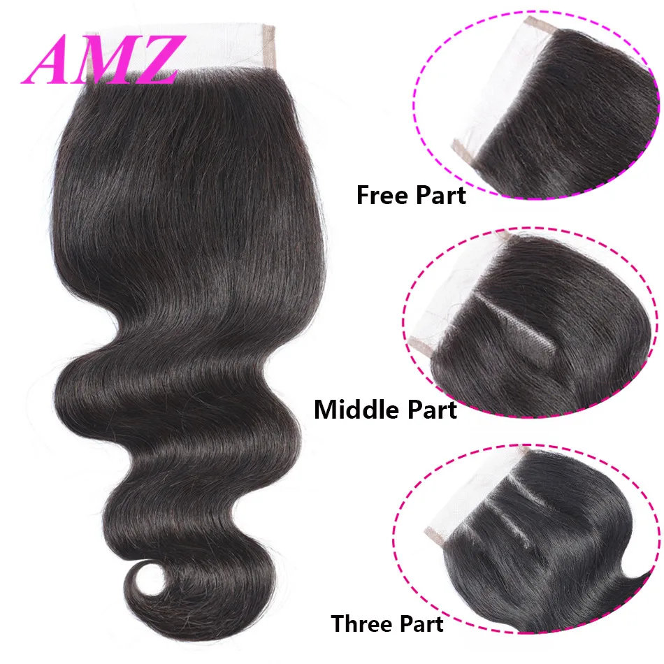 AMZ 6x6 закрытие шнурка объемная волна человеческих волос Закрытие с детскими волосами 8-24 дюймов бразильские волосы remy швейцарское кружево Фронтальная закрытие шнурка
