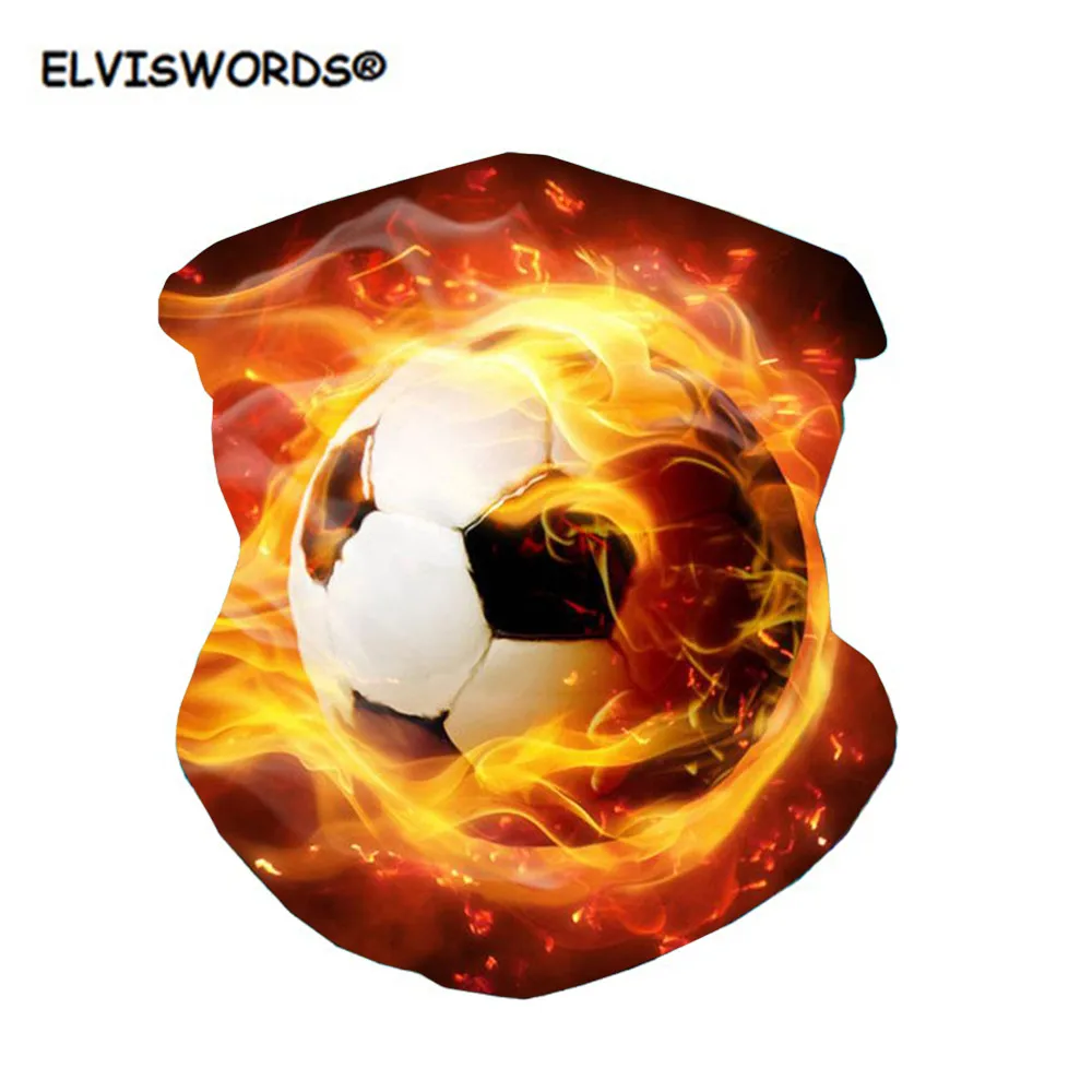 

ELVISWORDS Soccer Ball Fire 3D Pattern Multifunctional Headwear Scarf for Men Unisex Neck Gaiter Bandana Brethable Dustproof
