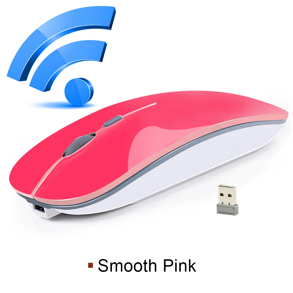 Imice Перезаряжаемые беспроводная мышь 2400DPI Точек на дюйм slient USB компьютерная мышка 2.4G встроенный литиевый Батарея мышь беспроводная для портативных ПК - Цвет: USB Pink