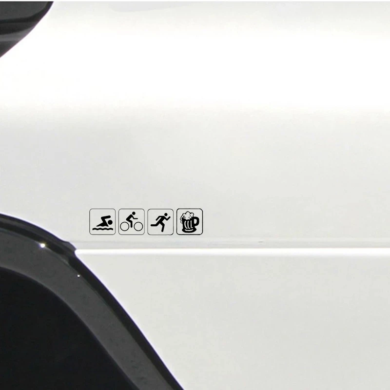 Car Sticker Motorcycle Sticker Fun Bumper Sticker Triathlon Swim Bike Run and Beer - Image 5