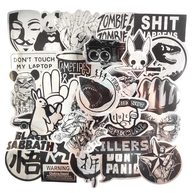 10/30/50pcs/pack Metal Wire-Drawing Reflect Light Graffiti Stickers For Notebook Motorcycle Skateboard Computer Mobile Phone  2