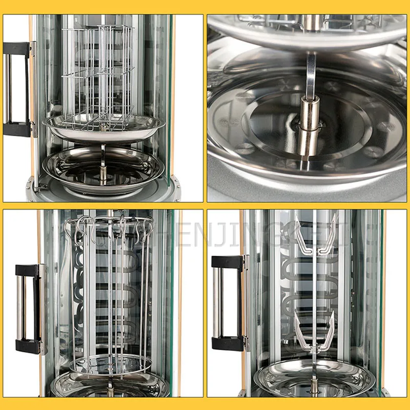 Household Electric Oven Vertical Automatic Spin Smokeless Stainless Steel High Capacity Intelligent Temperature Electricity Oven 6