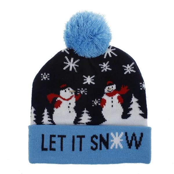 NUZADA Рождественская зимняя шапка Skullies Beanie шапки Рождественский подарок шапка для мужчин и женщин уличная шапка с светильник светодиодный головной убор вязаная шапка для женщин - Color: LET Snowman