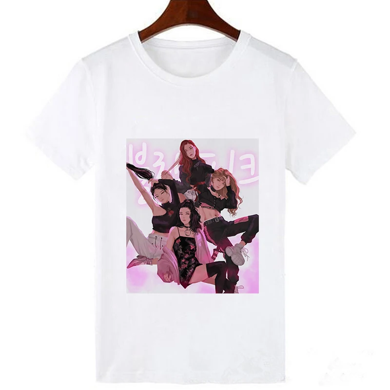19bk1563-white Lei SAGLY модная Корейская Kpop черная розовая футболка с принтом Kill This Love, женская футболка Kawaii Camisas Mujer, футболка Tumblr Femme размера плюс - Цвет: 19bk1563-white