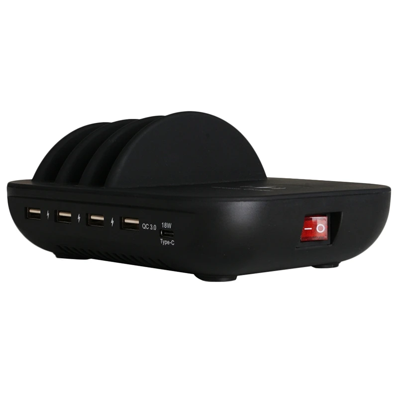 Usb Qi зарядная станция Быстрое беспроводное зарядное устройство для устройств индукционное зарядное устройство с 4 Usb и 1 портом type-C для Iphone, Ipad и An