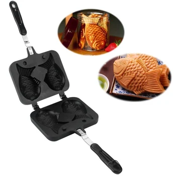

2019 Real New Pastry Tools Cozinha Taiyaki Japanese Fish-shaped Bakeware Waffle Pan Maker 2 Cast Home Cake Tool FPing