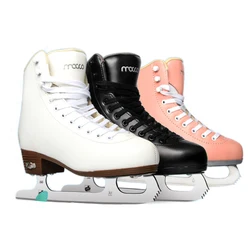 Genuine Leather Ice Figure Skates Shoes Professional Thermal Warm Thicken Skating Shoes With Ice Blade For Kids Adult Teenagers