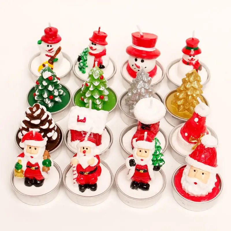

2019 12pcs Santa Claus Snowman Tree Candles Christmas Decor Xmas Party Celebration
