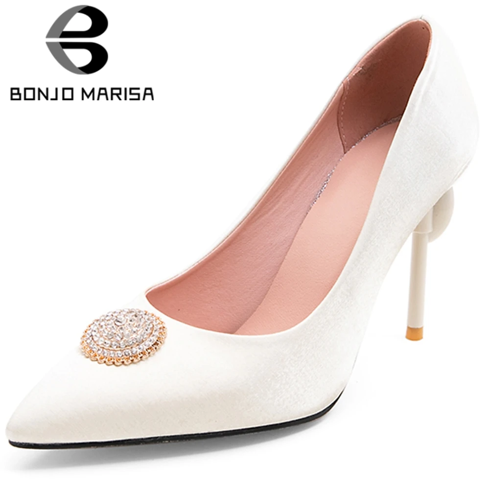 

BONJOMARISA Plus Size 32-50 Brand New Female Thin High Heels Fashion Decoration Spring Autumn Pumps Women Party Ol Shoes Woman