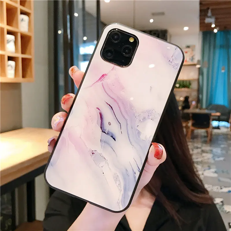 Цветной край мраморный стеклянный корпус, подходит для Iphone 11pro max/8 plus/Xs iPhone оболочка ощущается гладкой и имеет отличный опыт