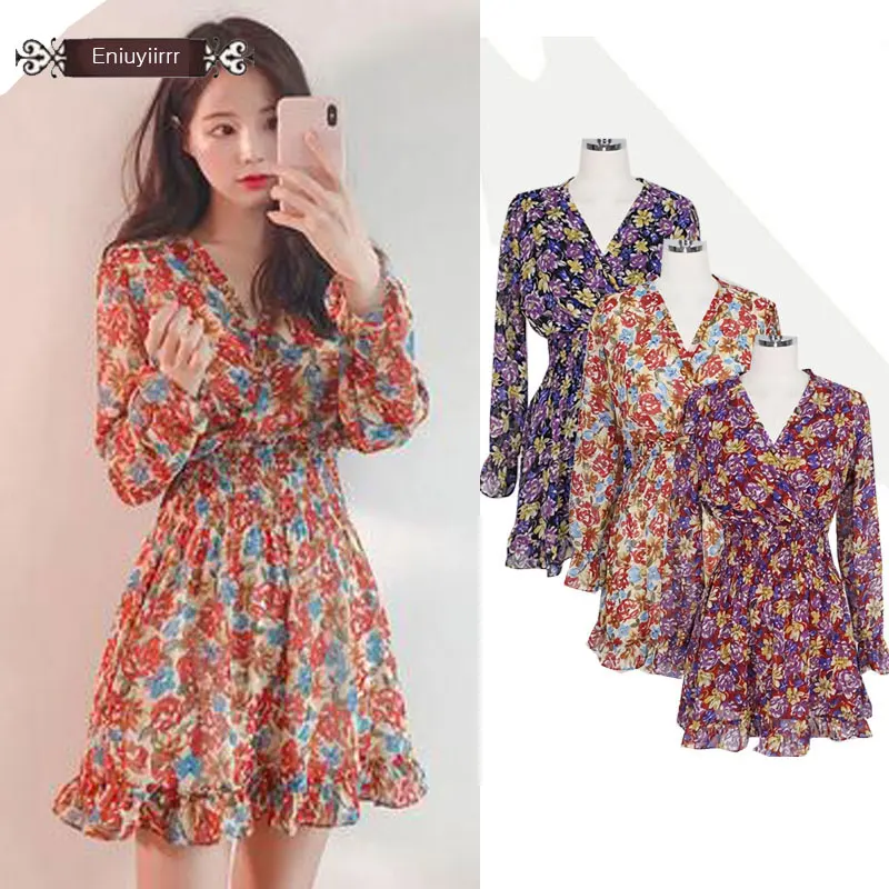 Летние мини платья хит продаж женское корейское японское платье с расклешенными