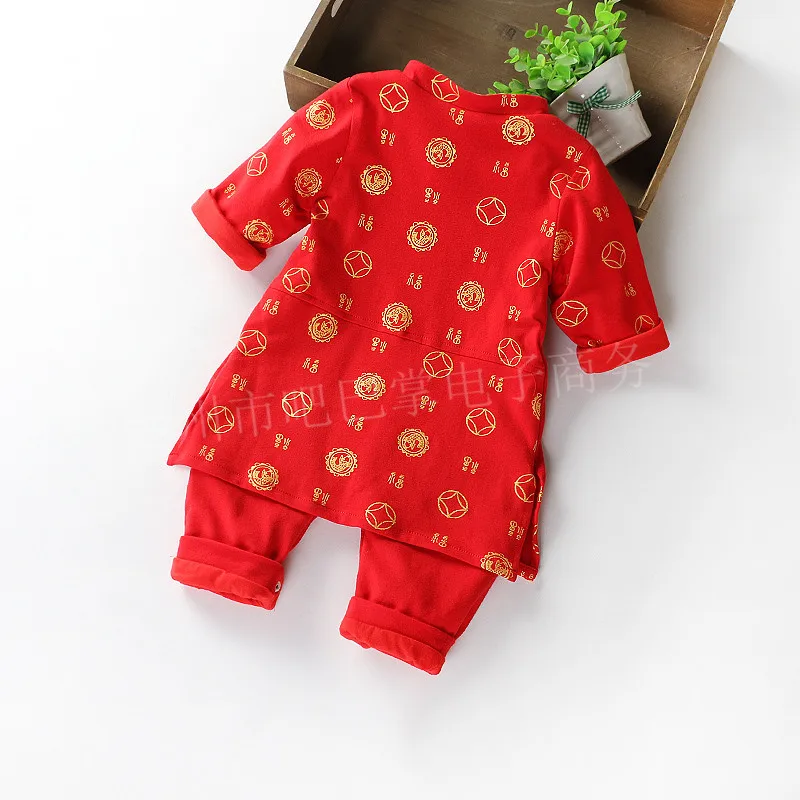 

Spring And Autumn New Style False Mantle Onesie 1828 ba zhang BABY'S FIRST Month Hundred Days Pure Cotton Romper
