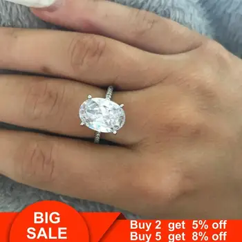 

Fine ring 925 Sterling silver Oval cut 3ct AAAAA Cubic Zirconia Engagement Wedding Band Rings for women Bridal Jewelry Gift