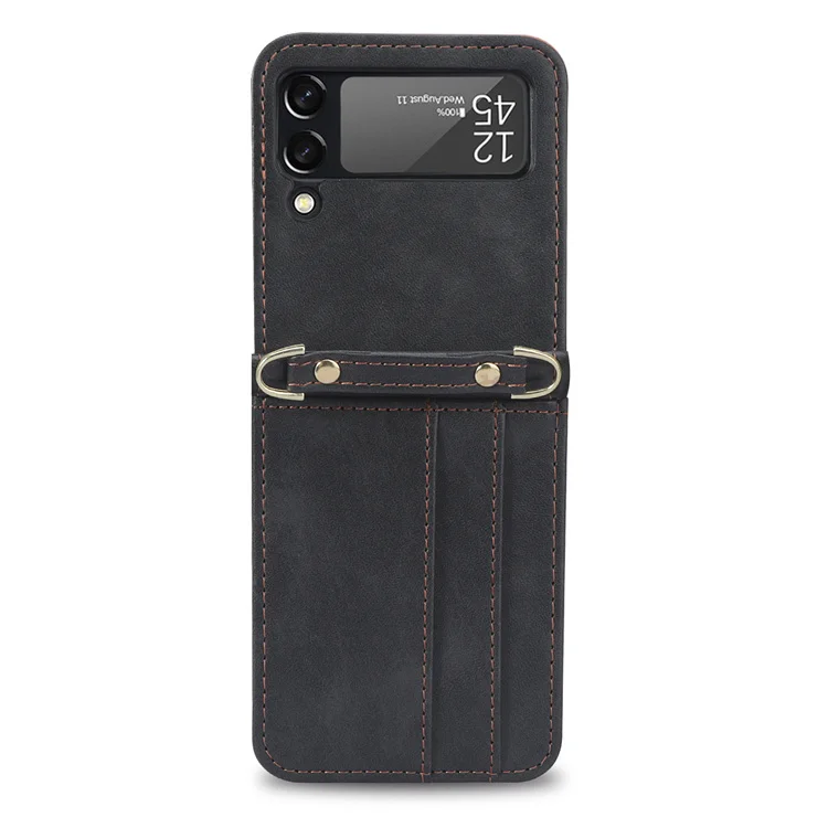 Lanyard Integrated Shockproof Card Slot Leather Case for Samsung Galaxy Z Flip 3 4 Flip3 5G Anti-Scratch Protective Phone Cover samsung galaxy flip3 case