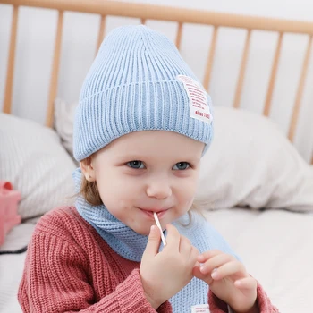 

Baby Hats Scarf Set Kid Winter Warmer Caps Boy Girl Woolen Knitted Hat Toddler Candy Color Scarf Infant Beanies Hot Sale Scarves