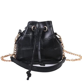 

Small Purses And Handbags For Women Bucket Crossbody Bags Vintage Alligator Pattern Drawstring Chain Shoulder Messenger Totes