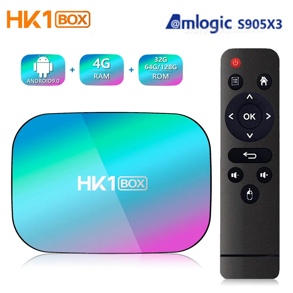 HK1 коробка Android 9,0 Smart Tv BOX Amlogic S905X3 телеприставка 4 Гб ОЗУ 32 Гб 64 Гб 128 Гб ПЗУ 2,4 ГБ+ 5G Wifi 1000M BT4.0 8k медиаплеер