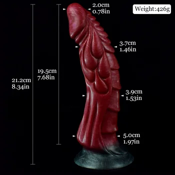 NNSX Curve Scales Dragon Dildo with Suction Cup for Women Masturbate Anus Stimulate Red Beef Fantasy Cock Animal Penis Sex Shop 6