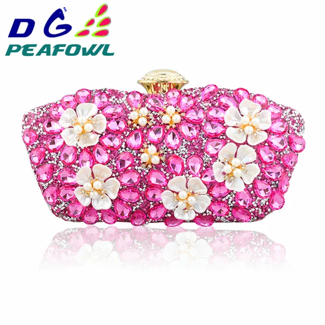 In Stock  New Vintage Women blue Beaded Evening Clutch Bags Ladies Box pearl Clutches Wedding Cocktail Party Handbags Purses 6