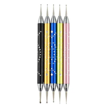 

Manicure Implement Diamond Pen Double Headed Rhinestone 5Pcs Metal Rod Stitched Pattern Point Beads