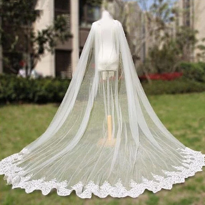 Wedding Cathedral Length Wedding Cape Cloak Lace Long Bridal Accessories 
