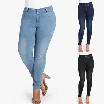 

Women jeans Mid Waisted Skinny Slim Denim Boyfriend jeans for women mom Pocket Stretch Slim Button Pants Jeans mujer S10