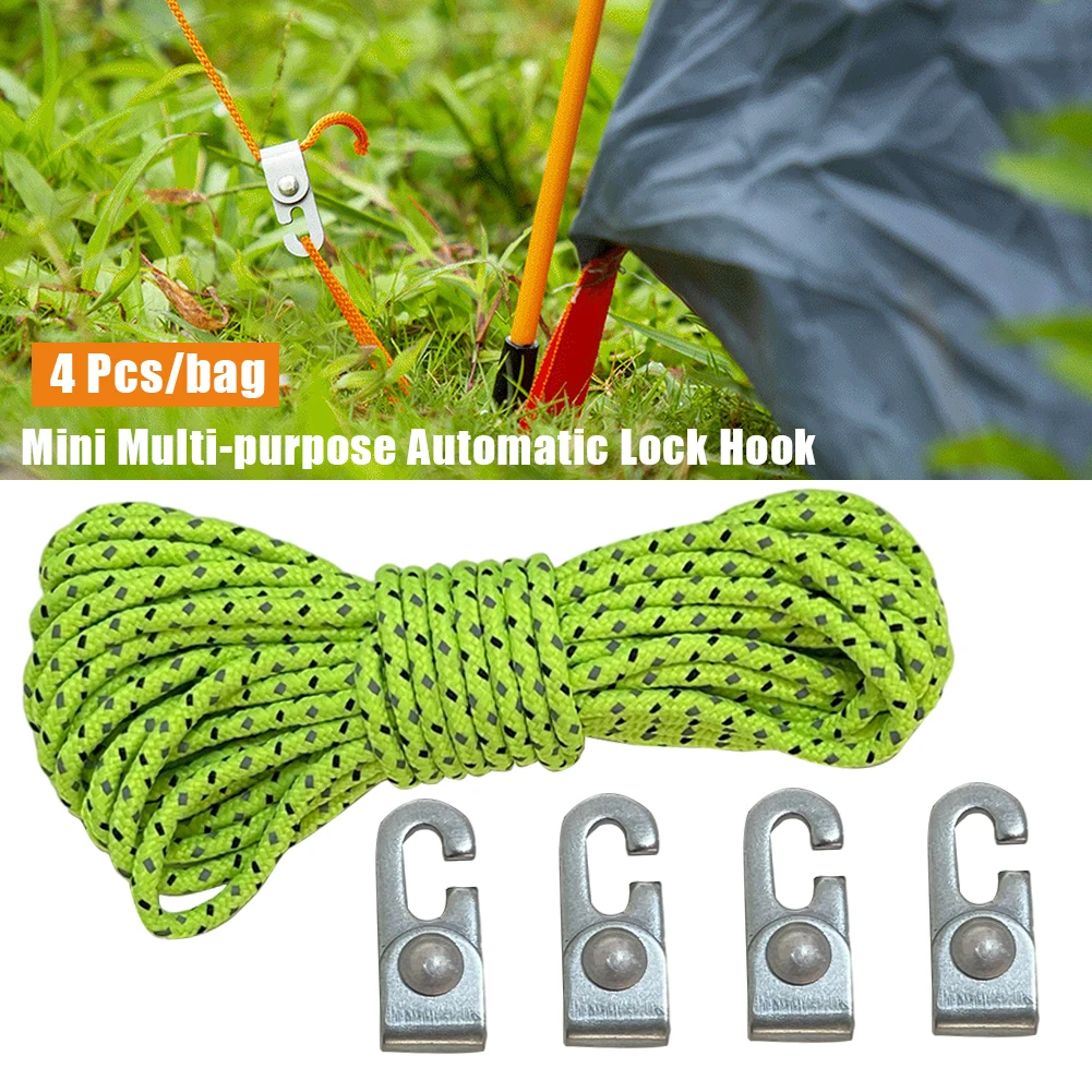 Outdoor Accessories Automatic Lock Hook Tent Hooks Automatic Lock No Knot Hook 