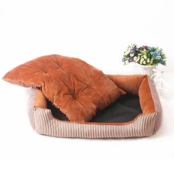 

Pet House Dog Cat Stripe Bed with Mat Warm Kennel Cushion Easy to Clean JS22