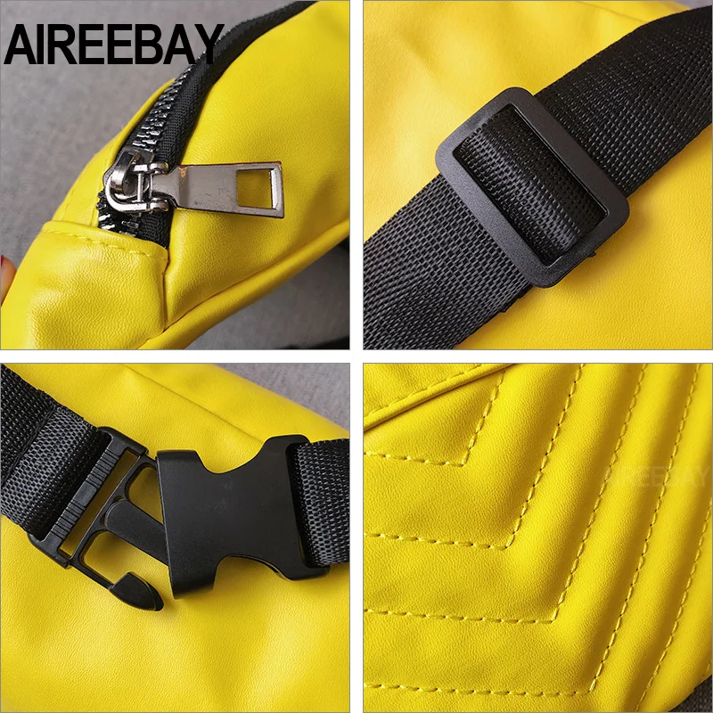 AIREEBAY, кожаная поясная сумка для женщин, повседневная, водонепроницаемая, противоугонная, дамские, прогулочные ремни, сумка, брендовые нагрудные сумки