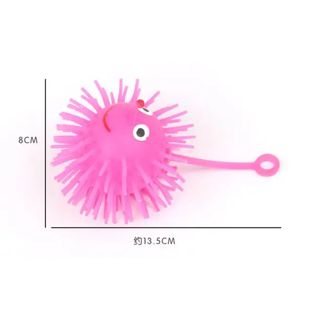 1pc Elastic Glow Hair Ball Vent Ball Croquet Child Soft Rubber Toy Cartoon LED Light Up Glowing Hair Flash Ball Baby Elastic Toy 3