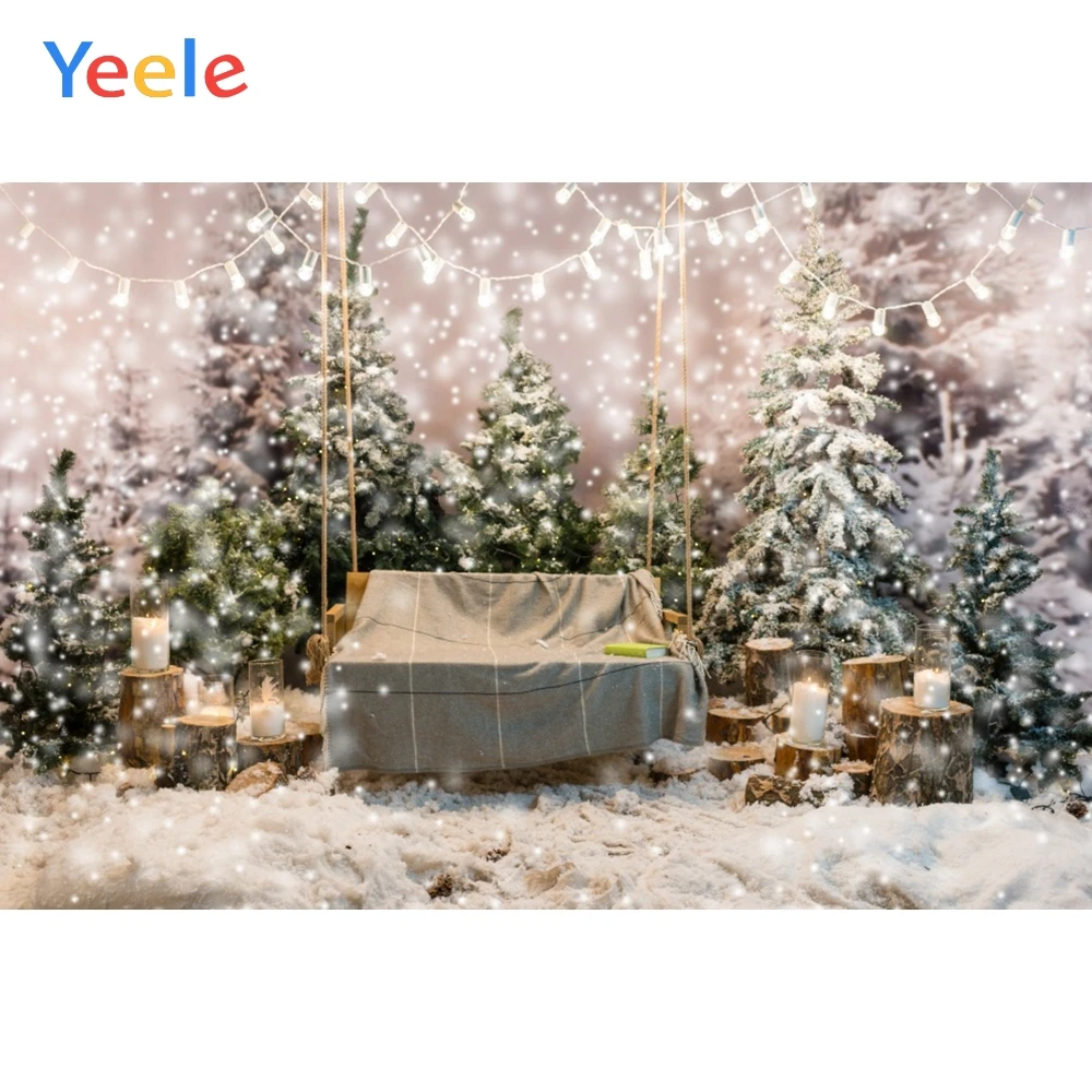 Yeele Рождественский Фотофон Деревья Снег дерево свечи боке Детские Фото фоны фотографии фоны для фотостудии Фотостудия