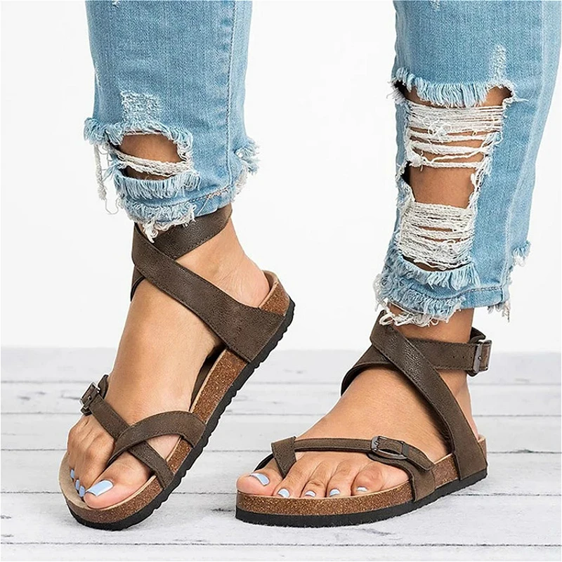 

Women Basic Sandals Simple Women Summer Sandals Leather Flat Sandals 2019 New Female Flip Flop Ladies Casual Beach Shoes