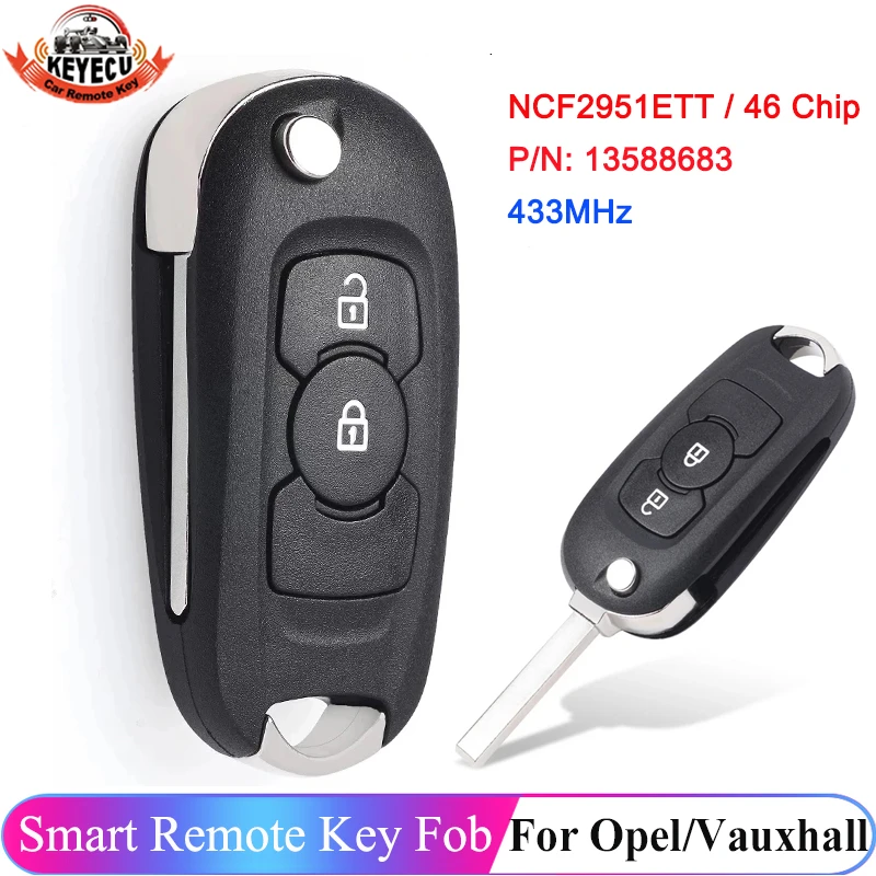 ignition coil KEYECU Flip Remote NCF2951ETT/ HITAG 2 / 46 Chip For Opel Vauxhall Astra K 2015 2016 2017 2018 2019 P/N: 13588683 433MHz Key Fob diesel glow plugs