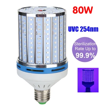 

80W E26/E27 UVC Ozone Germicidal Corn Lamp LED UV Lamp Disinfection LightBulb