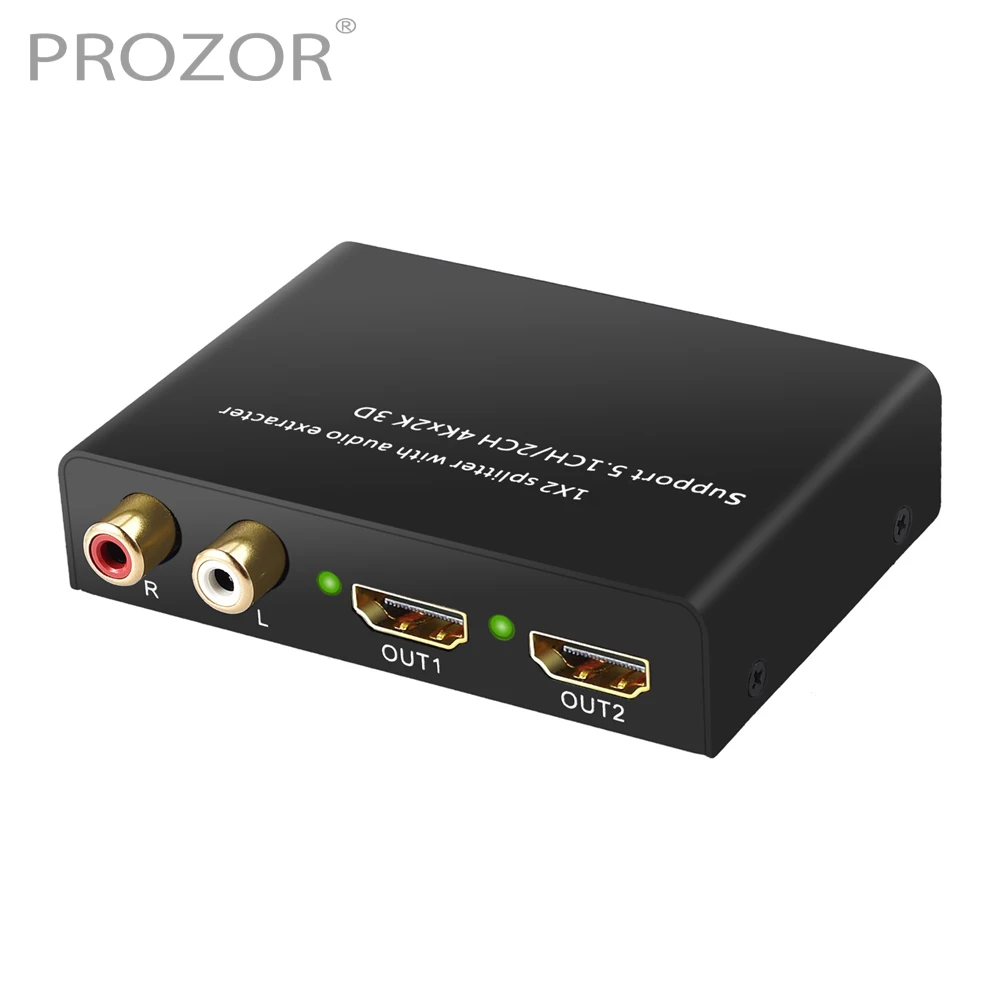 PROZOR 2-канальный HDMI-совместимый сплиттер 1x2 4K Аудио экстрактор с поддержкой аудио