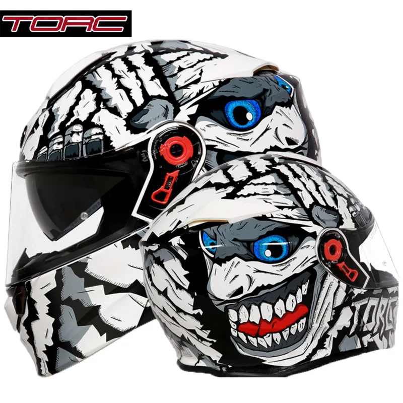 

Torc Motorcycle Jie Helmet E-Bike Safety Helmet Female Motorcycle Helmet Double Lens Fully Cover Type Four Seasons Helmet