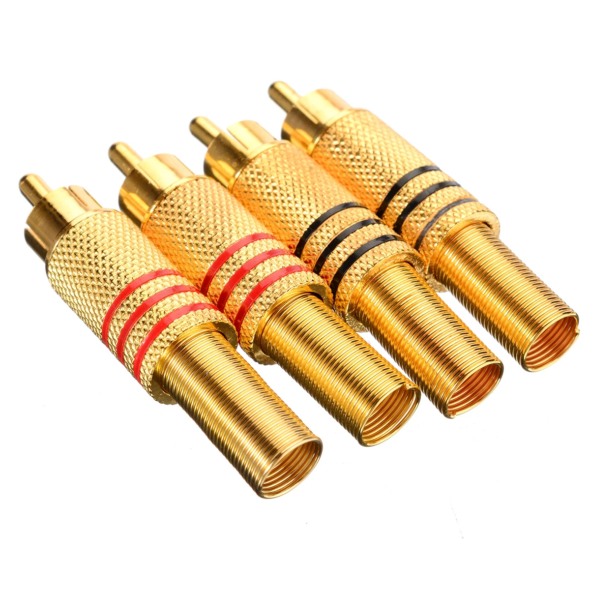4Pcs/lot Gold Plated RCA Audio Video Adapter RCA Connector Plug Audio Male Connector With Spring Cable Protector