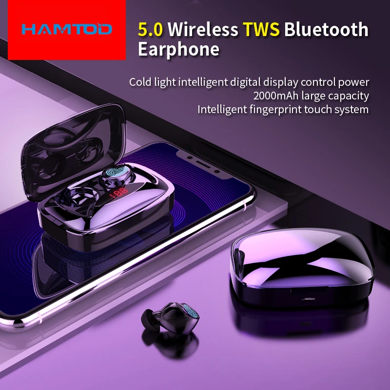 X29 TWS Bluetooth 5,0 цифровой дисплей беспроводные наушники 6D стерео отпечатков пальцев Сенсорный 2000 мАч с зарядным чехлом