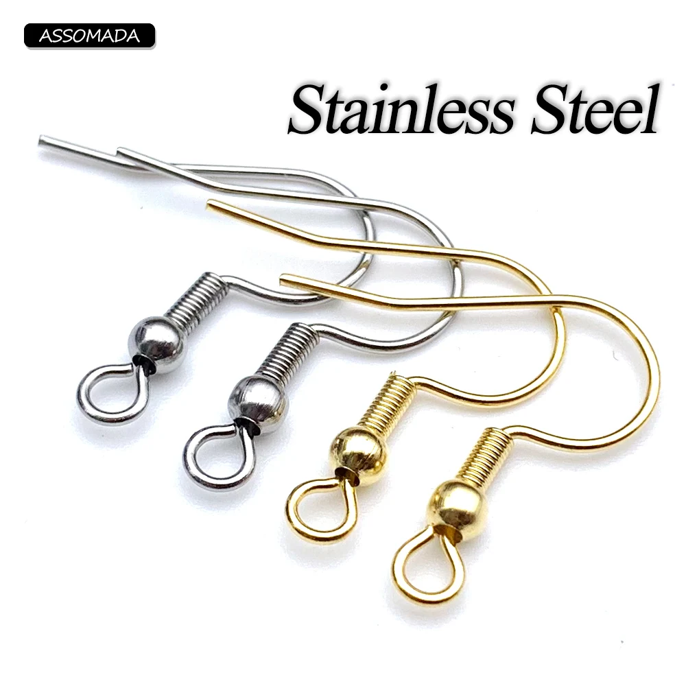 100pcs Stainless Steel Earring Hooks Hypoallergenic Earrings Clasps Fish  Hook DIY Drop Earring Base Findings For Jewelry Making