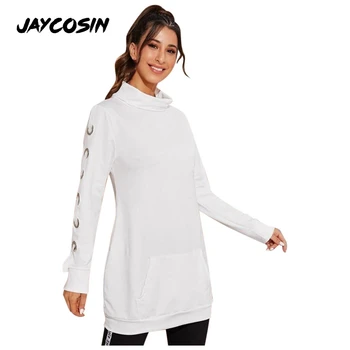 

JAYCOSIN 2019 Autumn And Winter New Fashion Girl Pocket pullover Turtleneck Street Candy Color Ladies Pullover