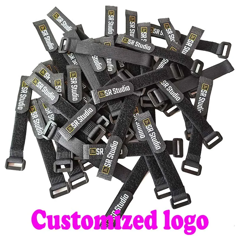 

300pcs/lot Customized your LOGO nylon Reverse buckle hook loop fastener cable ties straps sticky Line finishing DIR