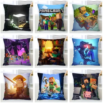 

40x40cm Minecrafts Soft Cushion Cover Decorative Pillows Pillow Case Soft Cartoon Square Zipper Home Decor Living Room Sofa Seat