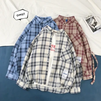 

Autumn New Plaid Shirt Men Fashion Retro Casual Shirt Man Streetwear Wild Loose Long-sleeved Shirt Male Clothes M-2XL
