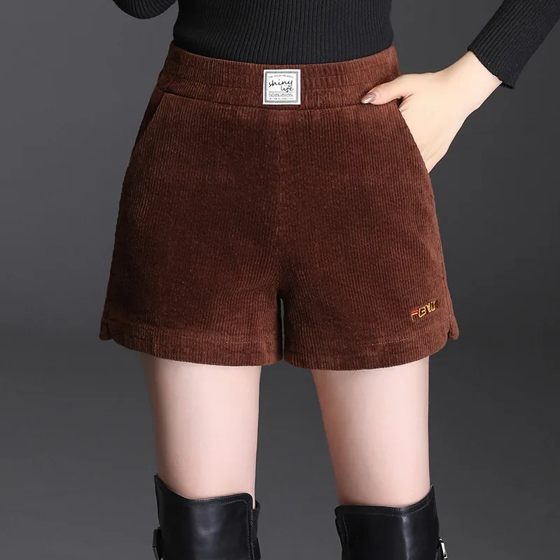 Вельветовые шорты женские новые осенние и зимние корейские свободные с высокой