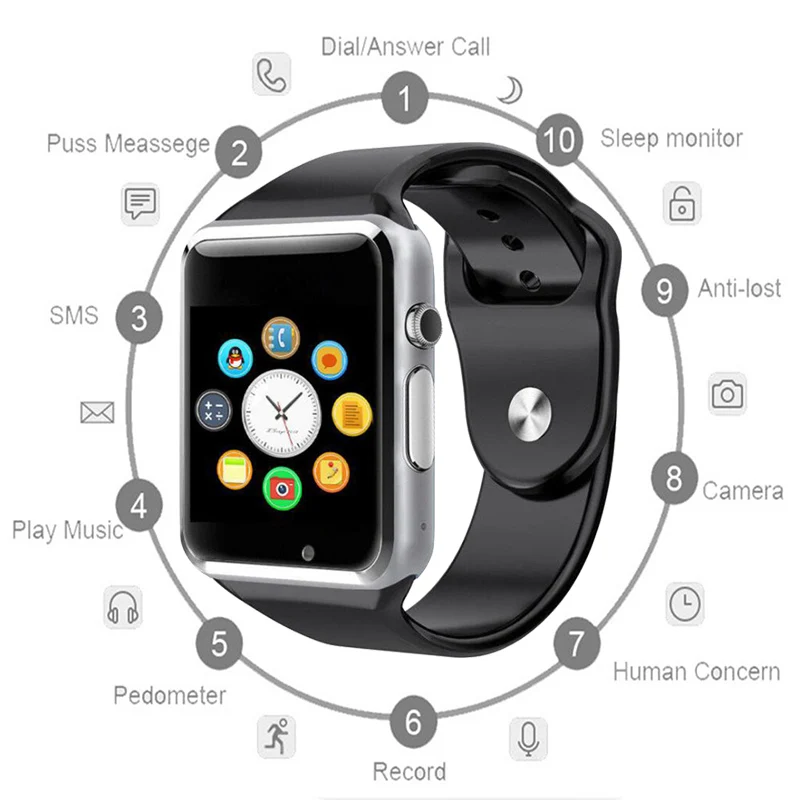 

Hot hot hot Smart Watch Men Bluetooth Smart Watch Sport Pedometer With SIM Camera Smartwatch for Android PK iwo 8 DZ09 watch