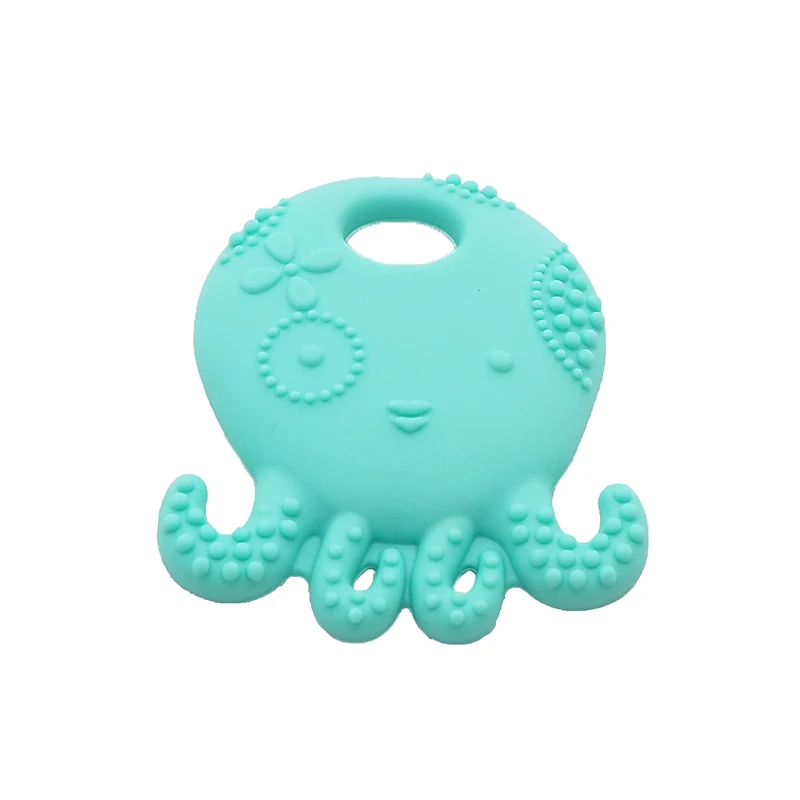 Turquoise Chenkai, 50 шт., без бисфенола, силиконовый, осьминог, прорезыватель, Мягкая Детская Соска-прорезыватель для зубов, сделай сам, для кормления ребенка, пустышка, зажим, игрушка на цепочке - Цвет: Turquoise