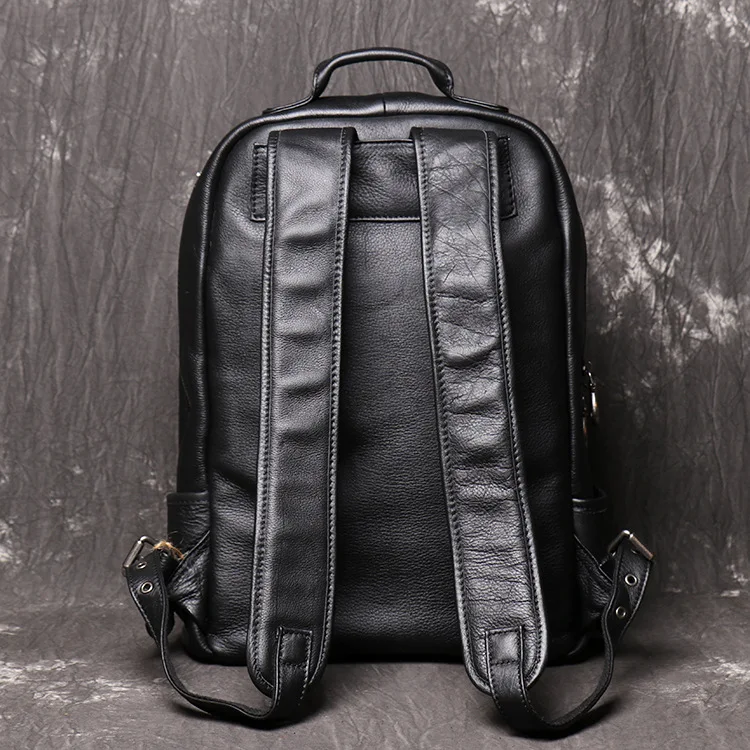 Color Black Back Display of Leather Backpack