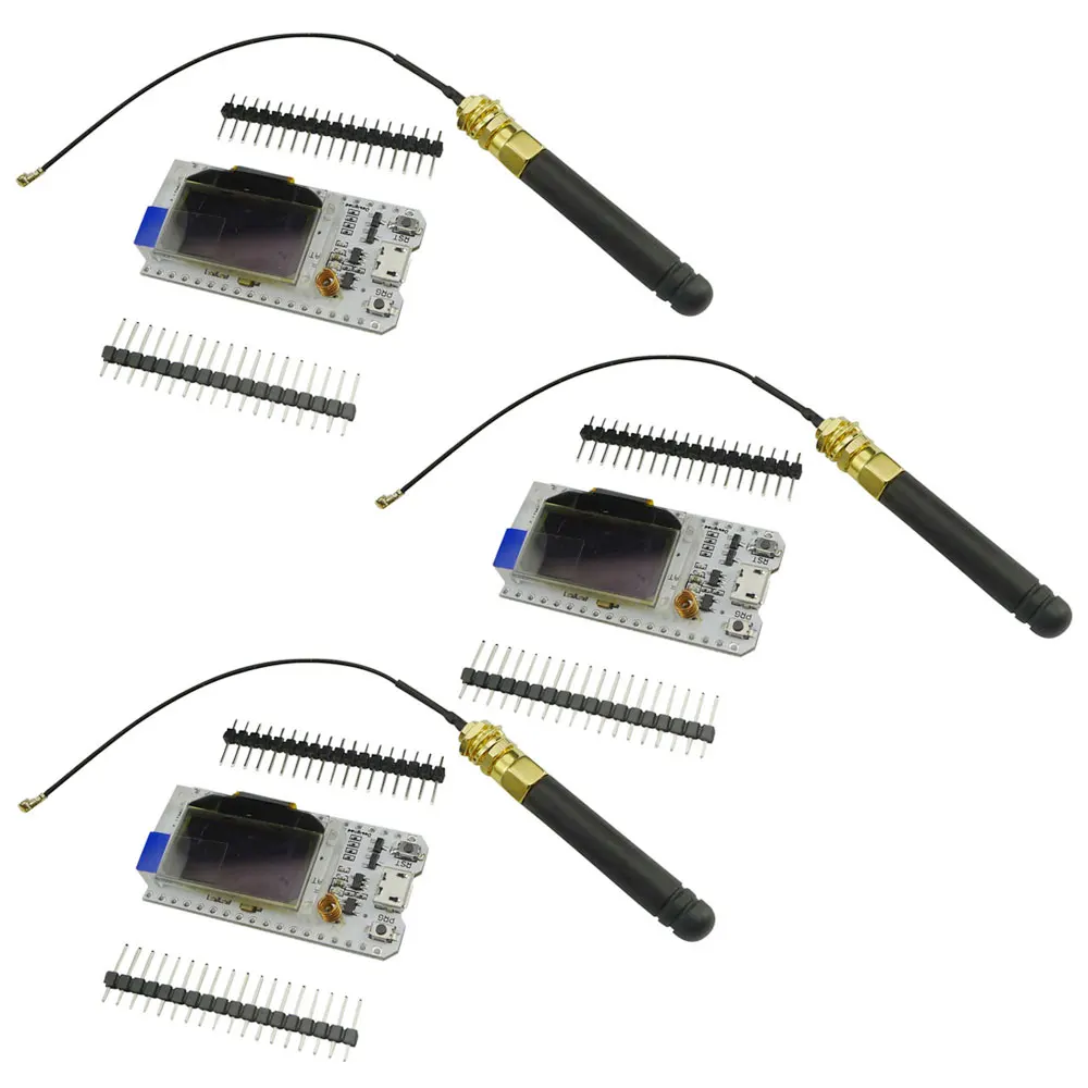 

Aihasd 3PCS 0.96" OLED ESP32 WIFI Bluetooth Lora Development Board 868MHz SX1276 Lora Kit 32 Module IOT